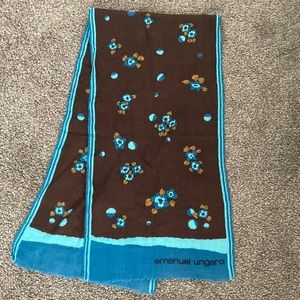 Emanuel Ungaro brown blue floral light weight scarf